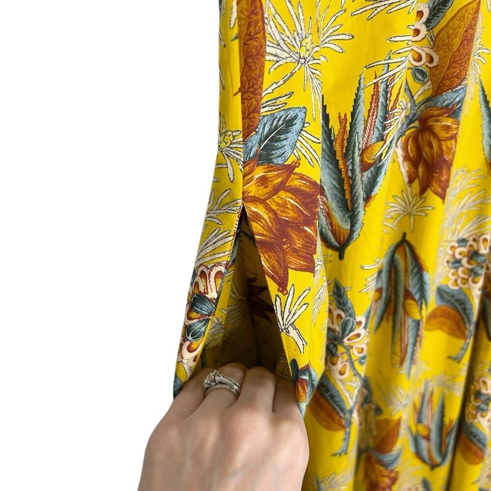 ULLA JOHNSON Devon Cotton Poplin Floral A-line Midi Dress with Pockets - Picture 8 of 12